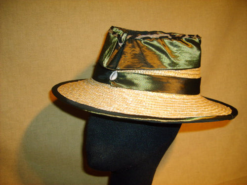 Silk Wrapped Straw Hat