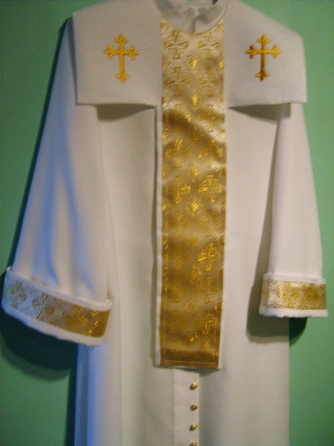 Three-piece Robe with Crepe & Gold Trimming